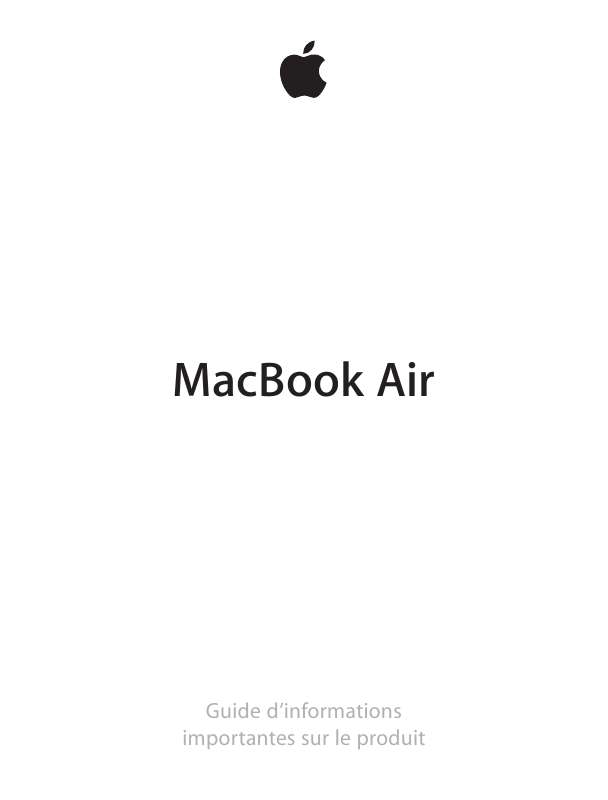 Guide utilisation APPLE MACBOOK AIR 2012  de la marque APPLE