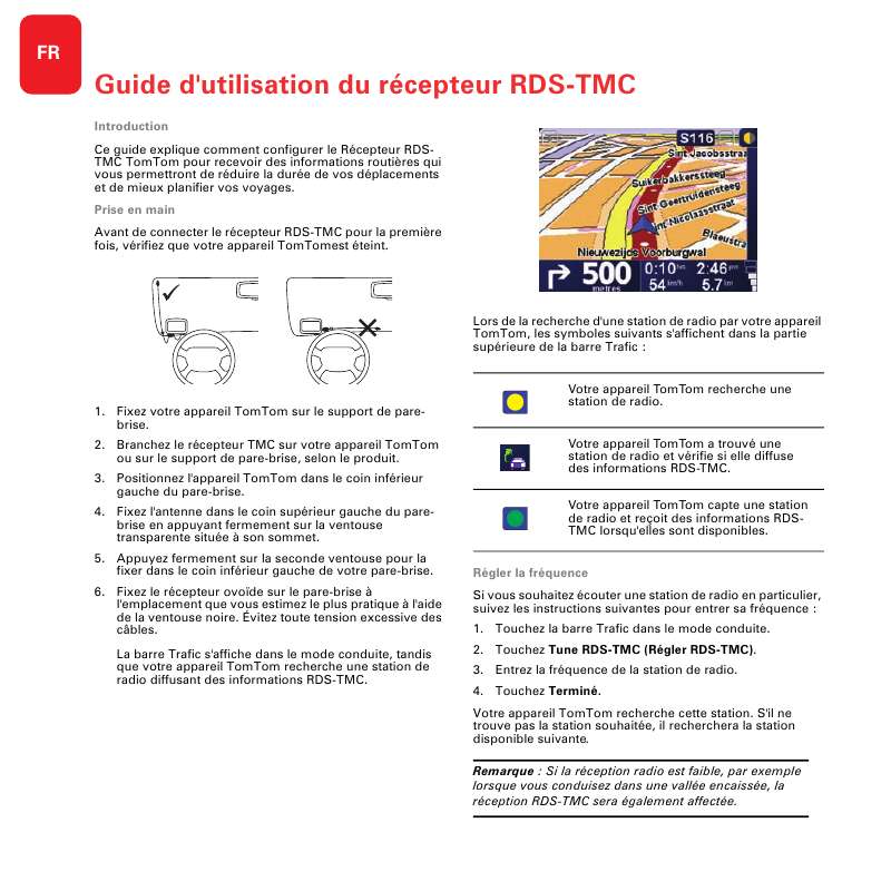 Guide utilisation TOMTOM RDS-TMC RECEIVER  de la marque TOMTOM