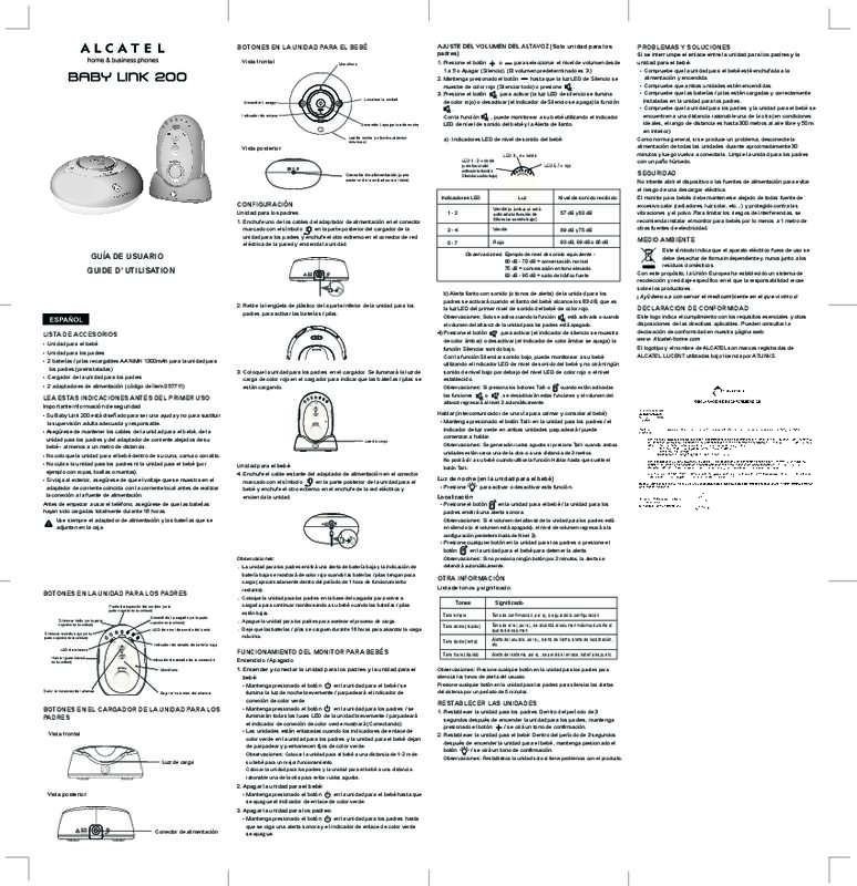 Guide utilisation  ALCATEL BABY LINK 200  de la marque ALCATEL