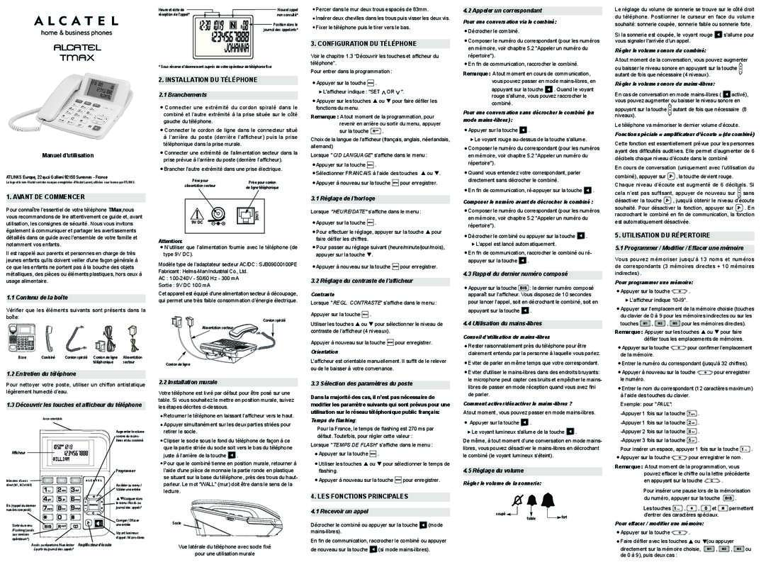 Guide utilisation ALCATEL TEMPORIS T MAX 10  de la marque ALCATEL