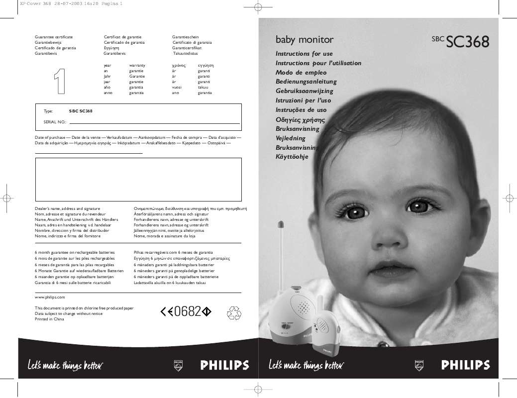 Guide utilisation PHILIPS SBCSC368-00Y  de la marque PHILIPS