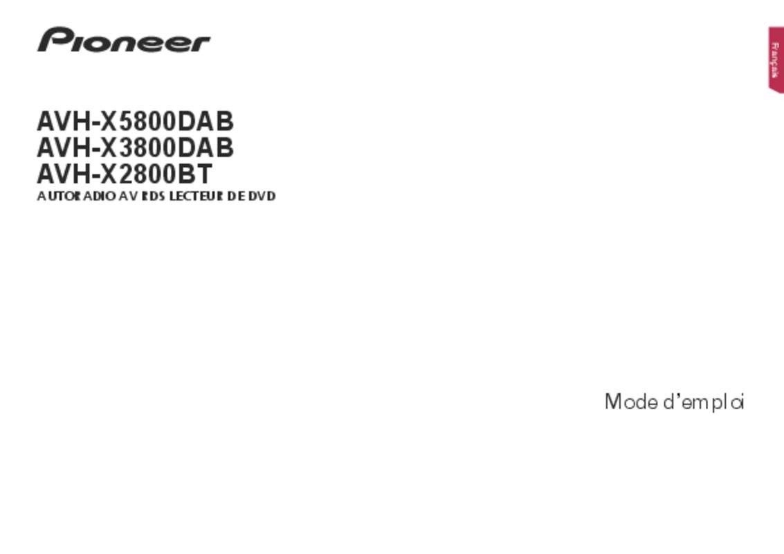 Guide utilisation PIONEER AVH-X2800BT  de la marque PIONEER