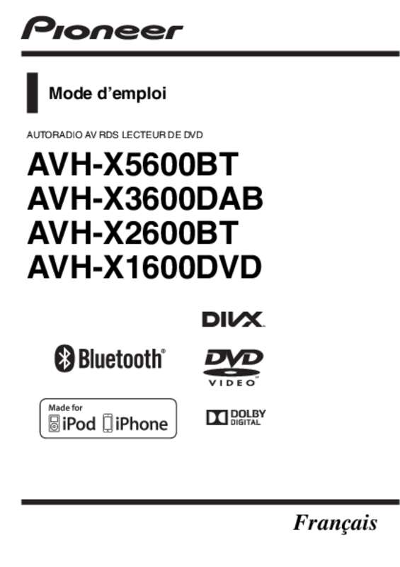 Guide utilisation PIONEER AVH-X3600DAB  de la marque PIONEER