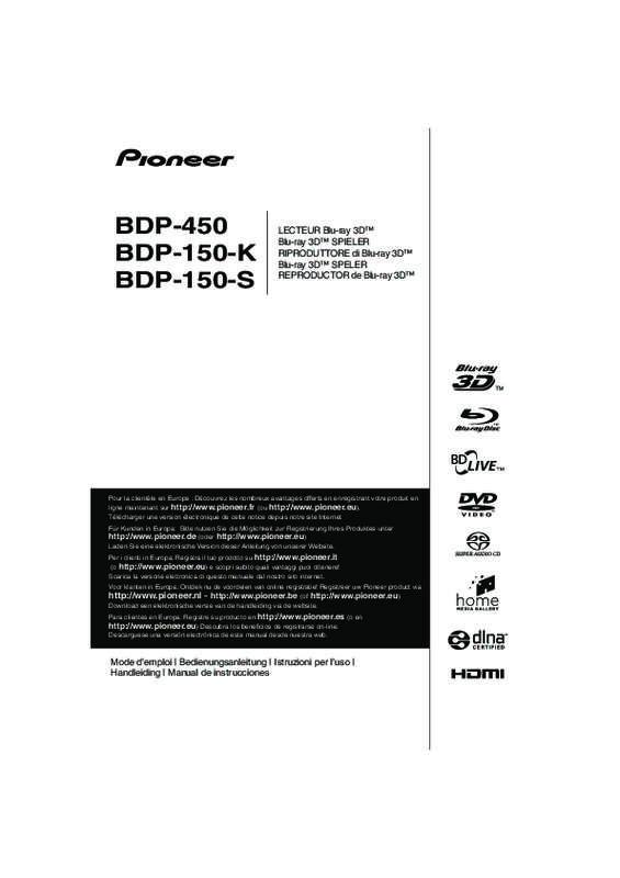 Guide utilisation PIONEER BDP 450  de la marque PIONEER