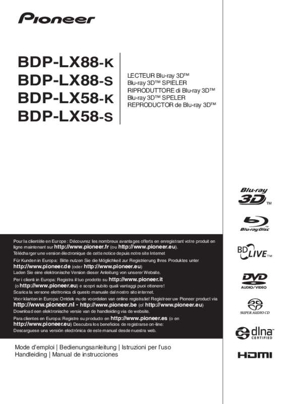 Guide utilisation PIONEER BDP-LX58-K  de la marque PIONEER