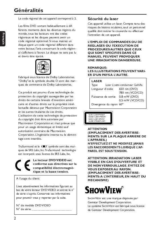 Guide utilisation PHILIPS DVD740VR-001  de la marque PHILIPS