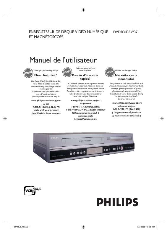 Guide utilisation PHILIPS DVDR3435V  de la marque PHILIPS