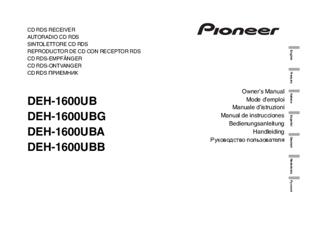 Guide utilisation PIONEER DEH-1600UB  de la marque PIONEER
