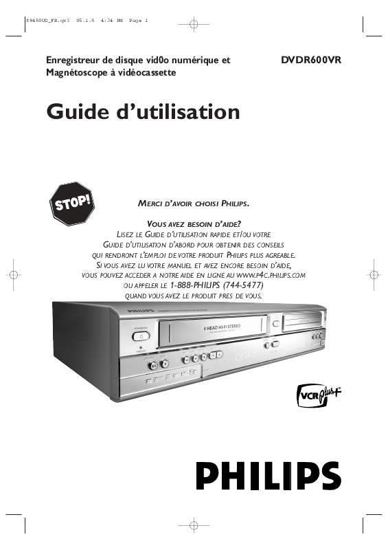 Guide utilisation PHILIPS DVDR600VR  de la marque PHILIPS