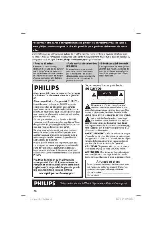 Guide utilisation PHILIPS DVP3140  de la marque PHILIPS