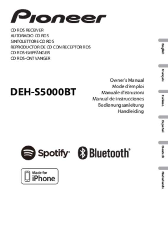 Guide utilisation PIONEER DEH-S5000BT  de la marque PIONEER