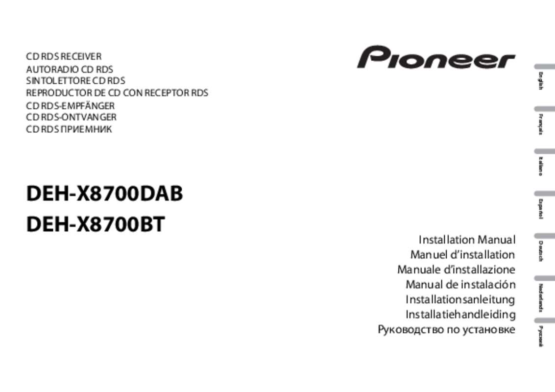 Guide utilisation PIONEER DEH-X8700BT  de la marque PIONEER