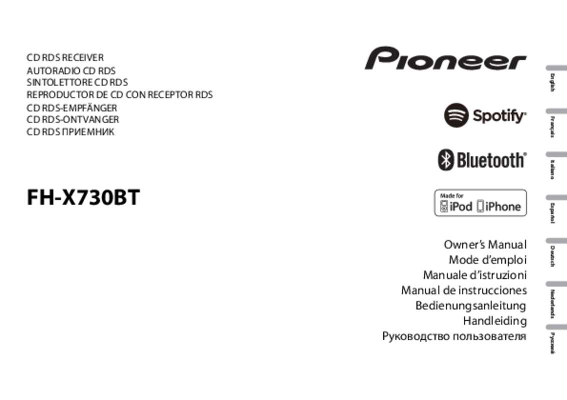 Guide utilisation PIONEER FH-X730BT  de la marque PIONEER