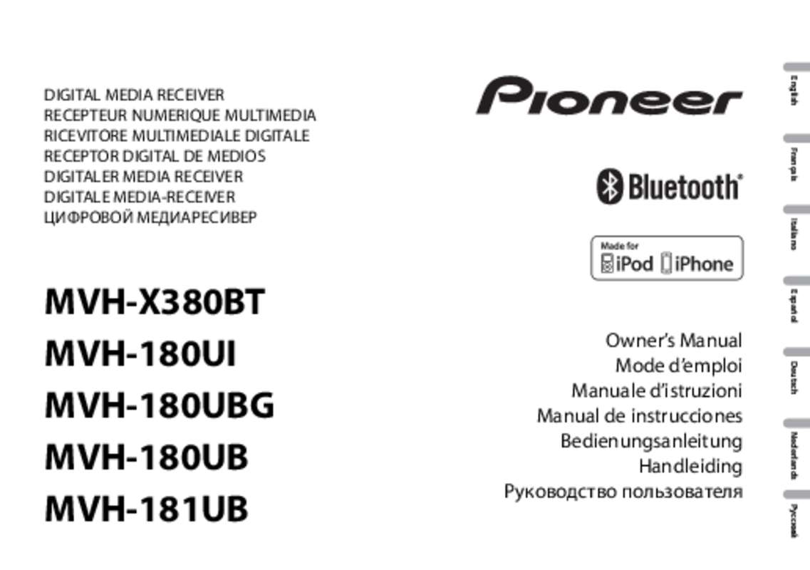 Guide utilisation PIONEER MVH-X380BT  de la marque PIONEER