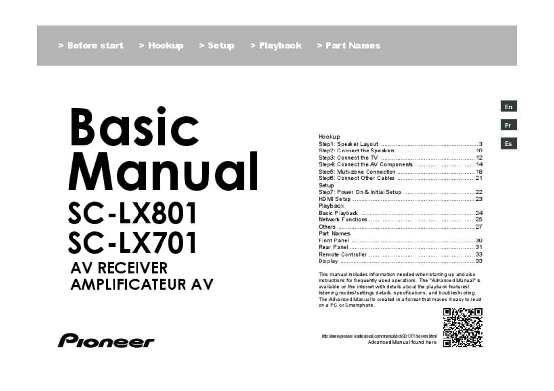 Guide utilisation PIONEER SC-LX801  de la marque PIONEER