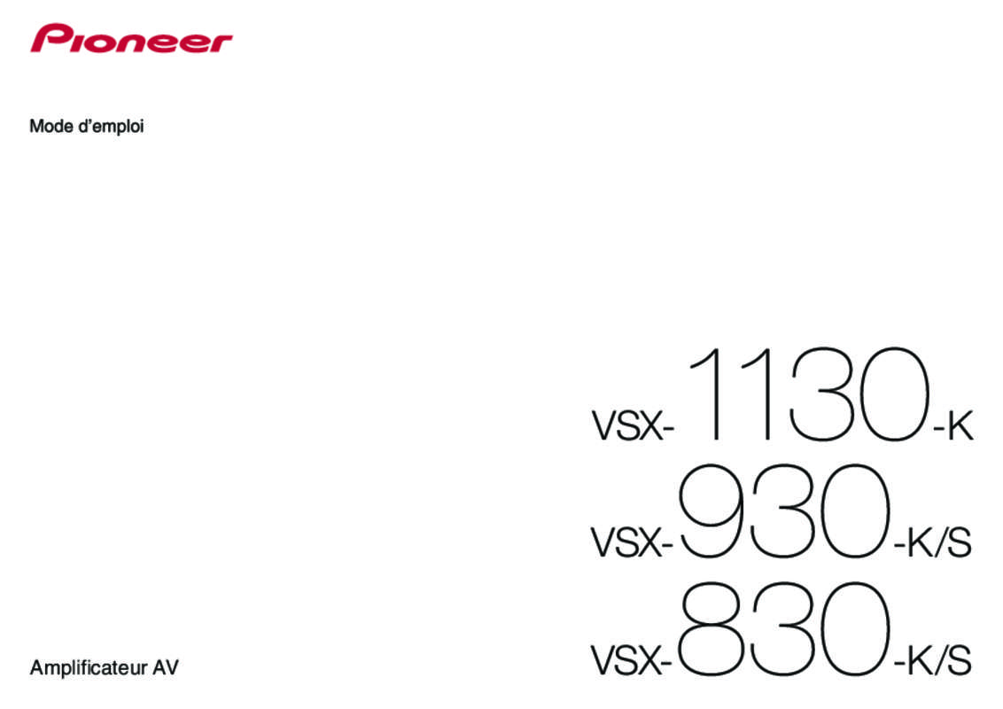 Guide utilisation PIONEER VSX 930  de la marque PIONEER