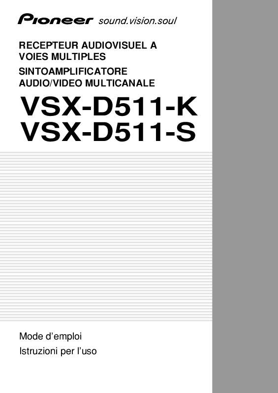 Guide utilisation PIONEER VSX D511 & VSX-D511-K  de la marque PIONEER