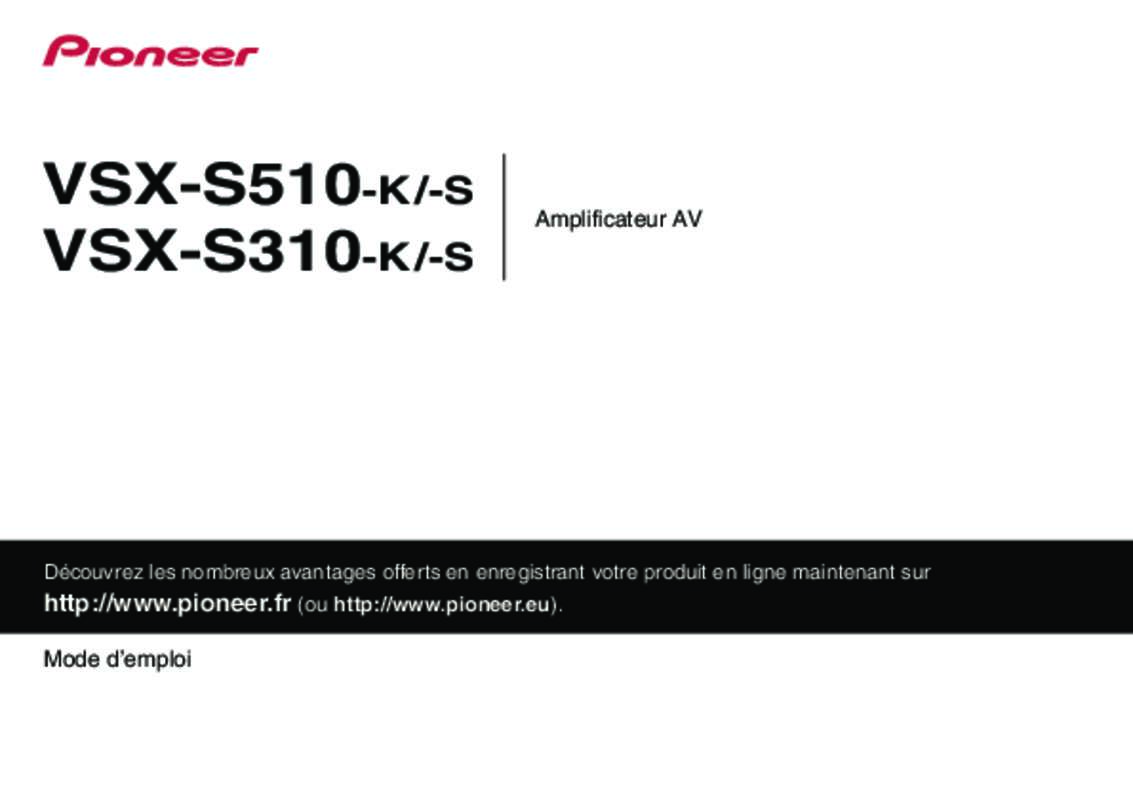 Guide utilisation PIONEER VSX-S510-K  de la marque PIONEER