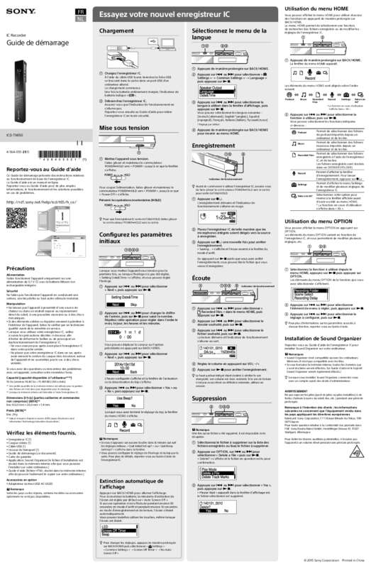 Guide utilisation SONY ICDTX650B.CE7  de la marque SONY