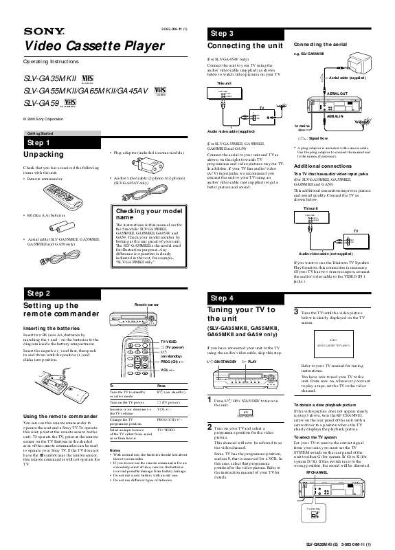 Guide utilisation SONY SLV-GA45AV  de la marque SONY