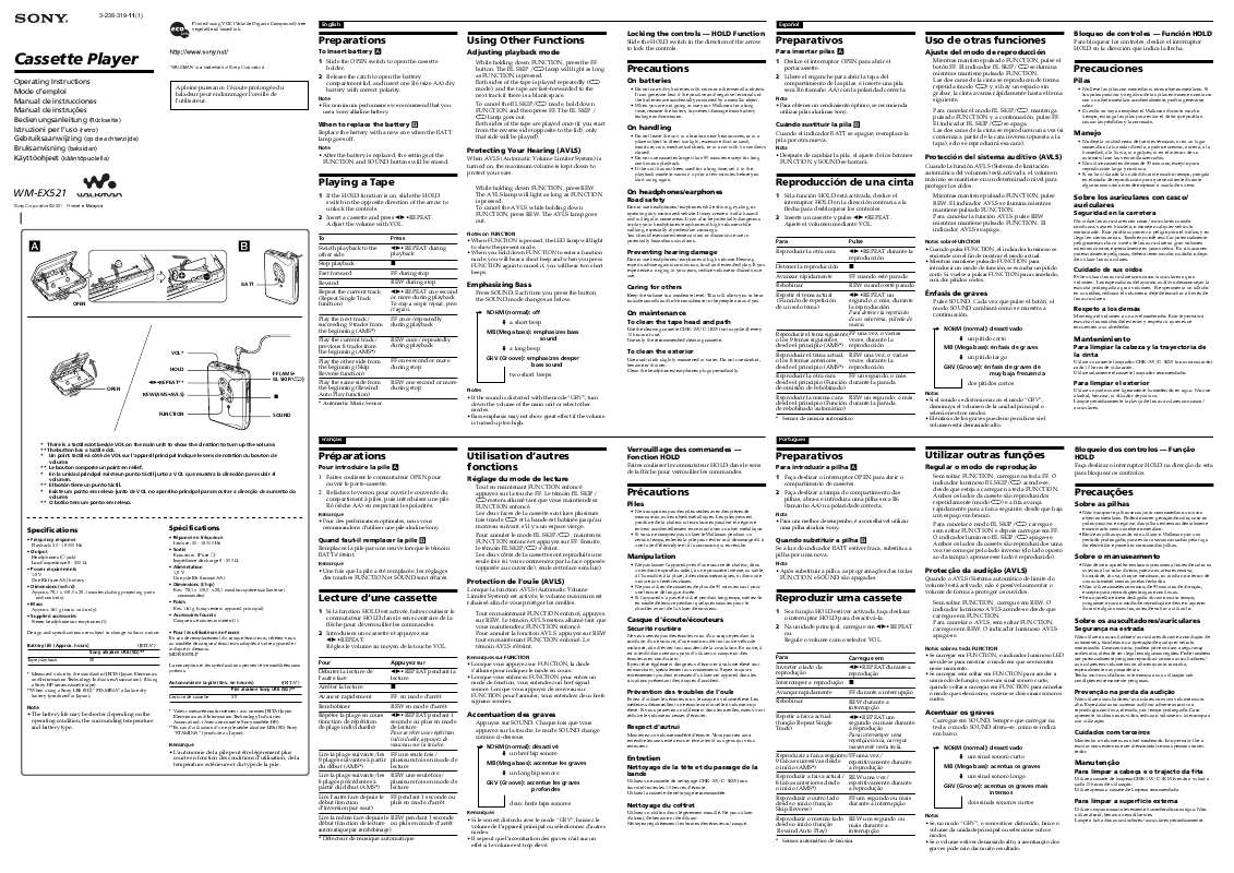 Guide utilisation SONY WM-EX521  de la marque SONY