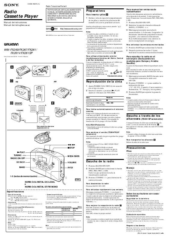 Guide utilisation SONY WM-FX261  de la marque SONY