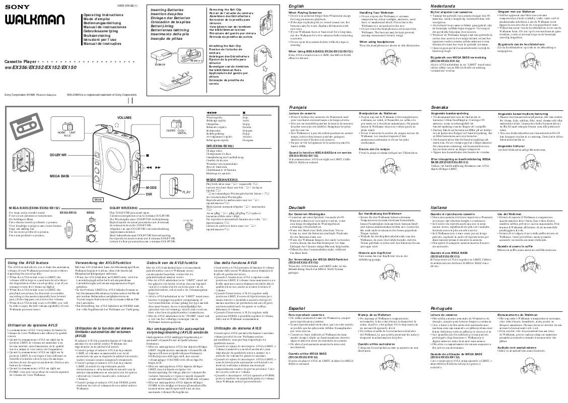 Guide utilisation SONY WM-EX150  de la marque SONY