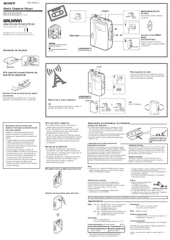 Guide utilisation SONY WM-FX163V  de la marque SONY