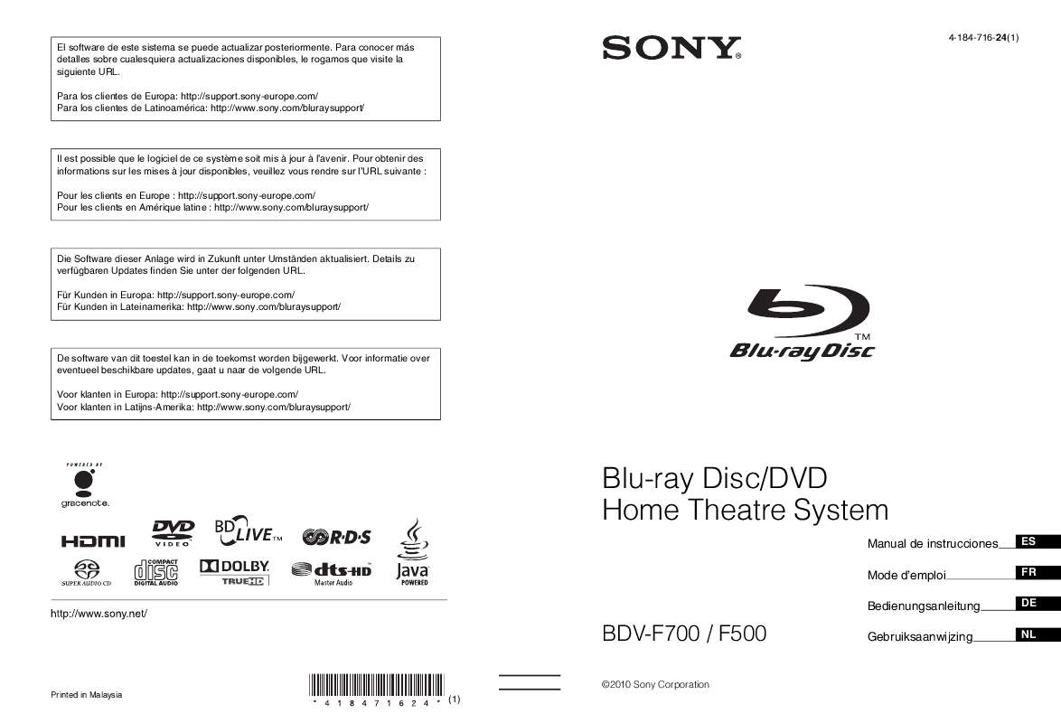Guide utilisation SONY BDV-F500  de la marque SONY