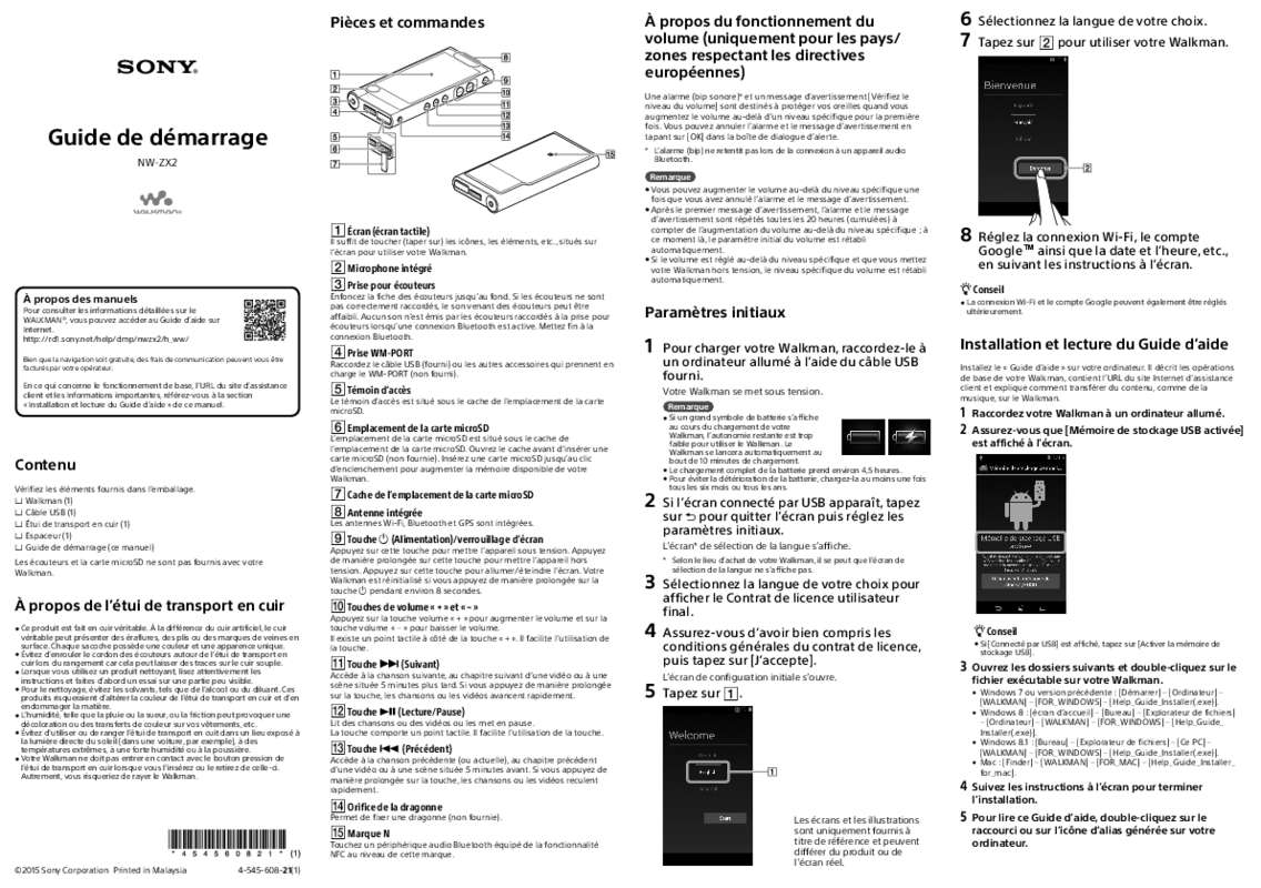 Guide utilisation SONY NW-ZX2  de la marque SONY