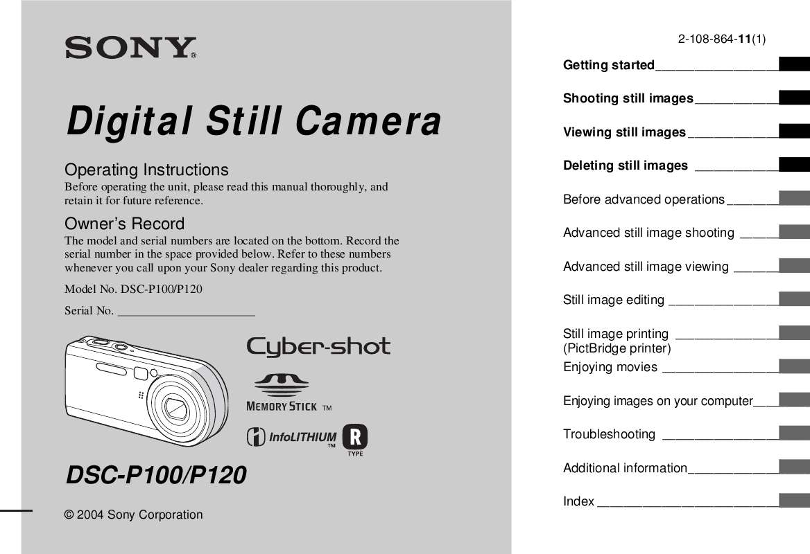Guide utilisation SONY CYBER-SHOT DSC-P100  de la marque SONY