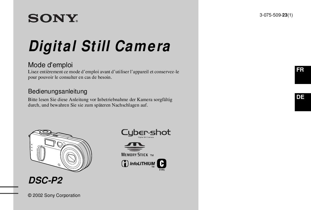 Guide utilisation SONY CYBER-SHOT DSC-P2  de la marque SONY