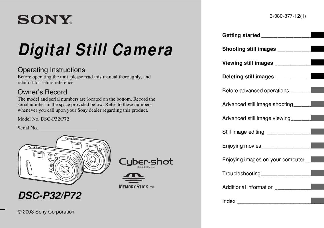 Guide utilisation SONY CYBER-SHOT DSC-P32  de la marque SONY