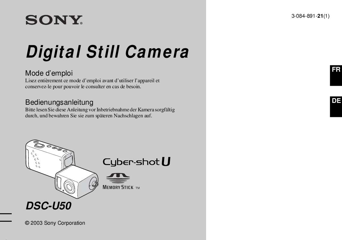 Guide utilisation SONY CYBER-SHOT DSC-U50  de la marque SONY