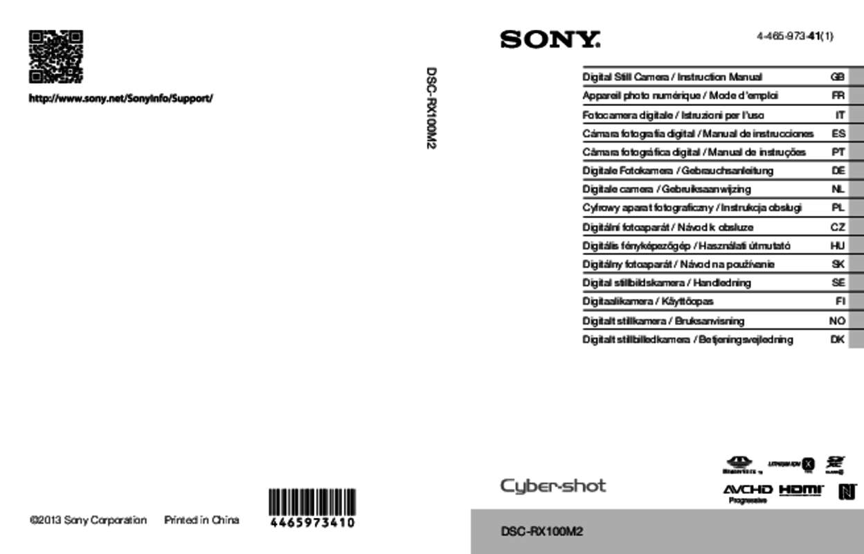 Guide utilisation SONY CYBERSHOT DSC-RX100 II  de la marque SONY