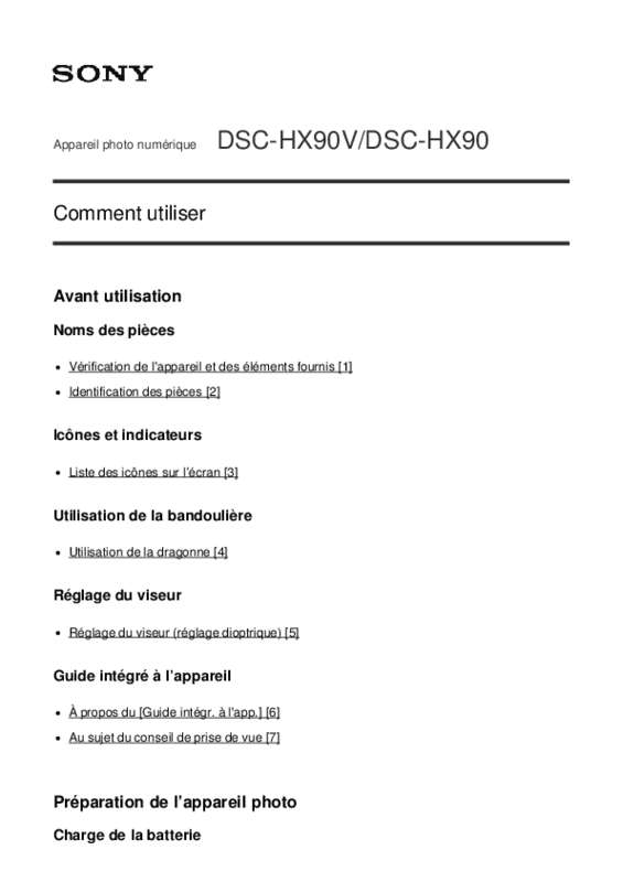 Guide utilisation SONY CYBER-SHOT DSC-HX90  de la marque SONY