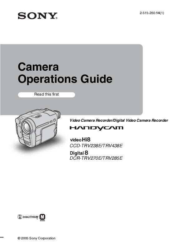 Guide utilisation SONY CCD-TRV438E  de la marque SONY