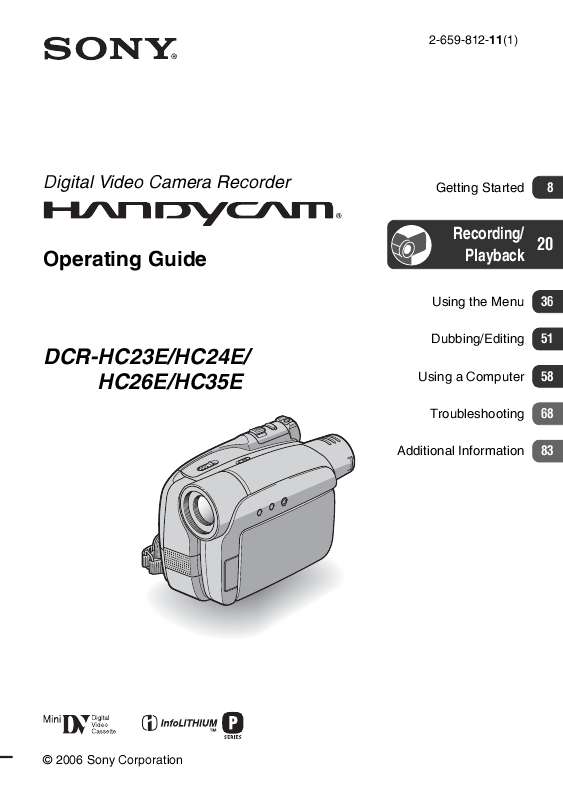 Guide utilisation SONY DCR-HC23E  de la marque SONY