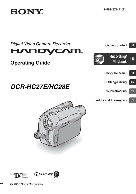 Guide utilisation SONY DCR-HC28E  de la marque SONY