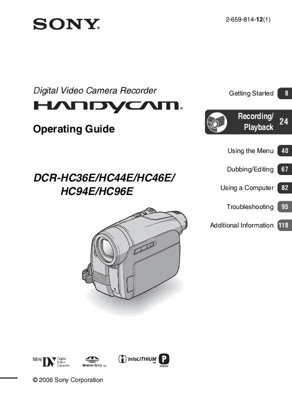 Guide utilisation SONY DCR-HC36E  de la marque SONY
