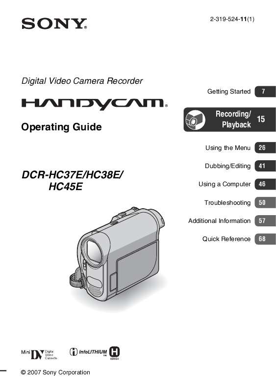 Guide utilisation SONY DCR-HC38E  de la marque SONY