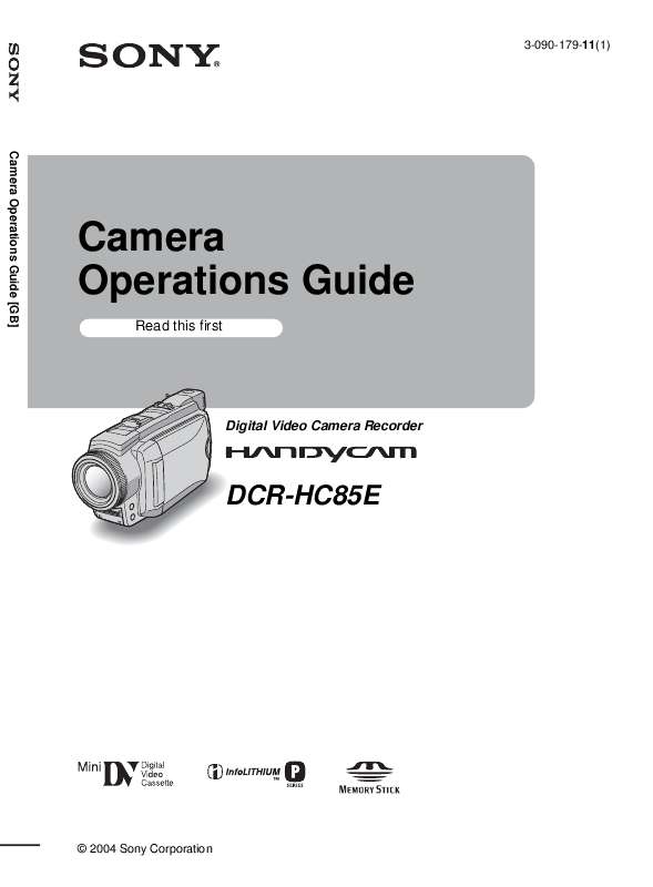 Guide utilisation SONY DCR-HC85E  de la marque SONY