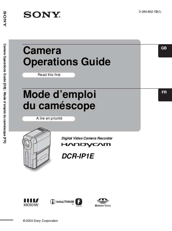 Guide utilisation SONY DCR-IP1E  de la marque SONY