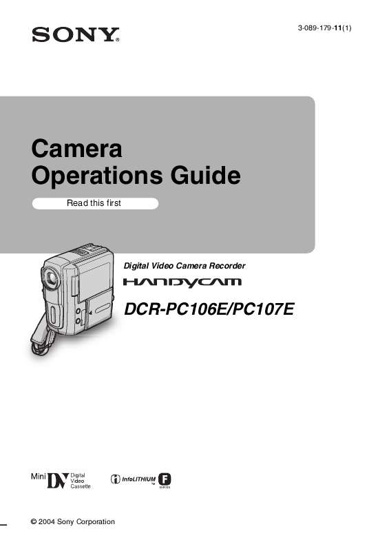 Guide utilisation SONY DCR-PC106E  de la marque SONY