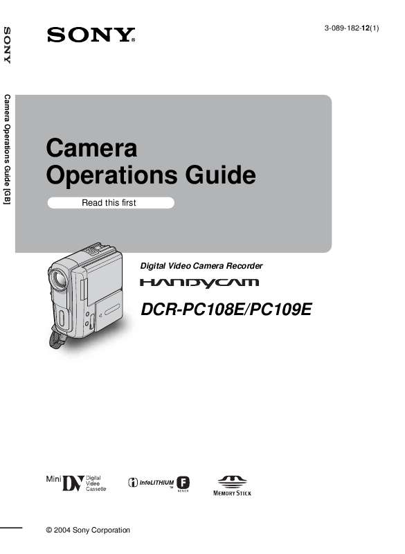 Guide utilisation SONY DCR-PC109E  de la marque SONY