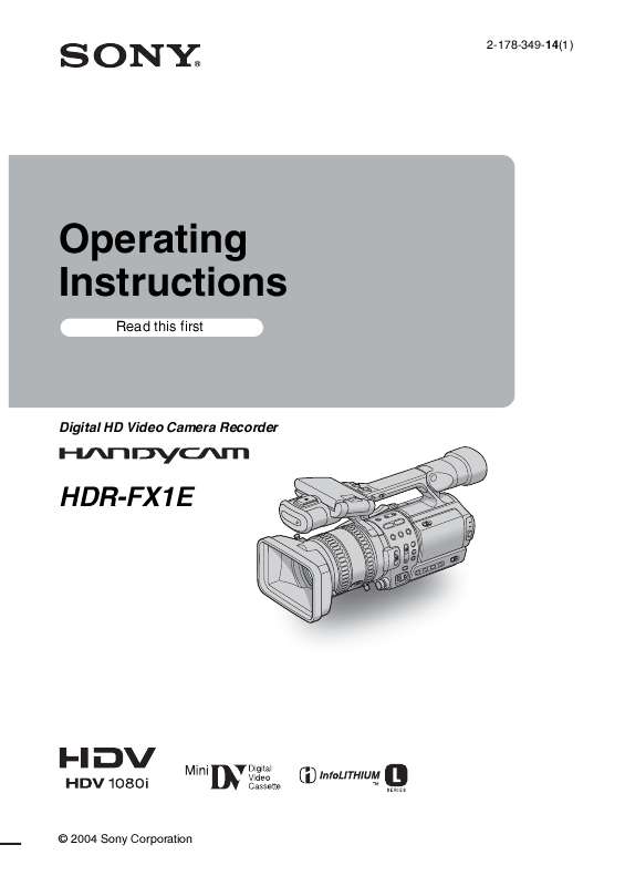 Guide utilisation SONY HDR-FX1E  de la marque SONY