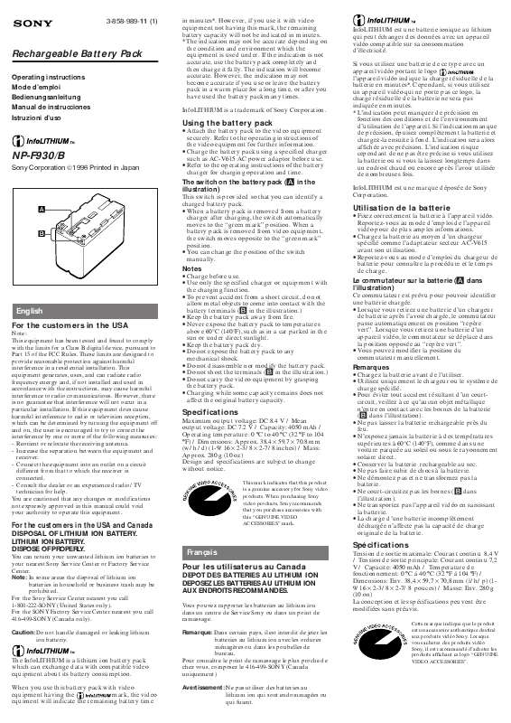 Guide utilisation SONY NP-F930  de la marque SONY