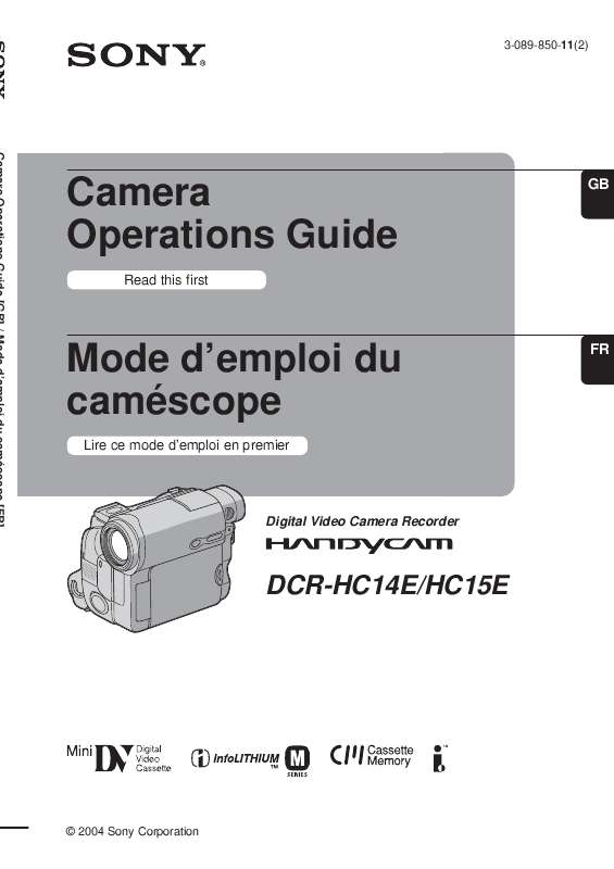 Guide utilisation SONY DCR-HC14E  de la marque SONY