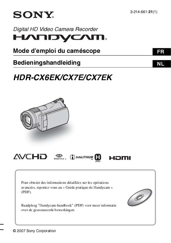 Guide utilisation SONY HDR-CX7E  de la marque SONY