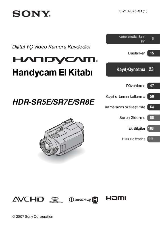 Guide utilisation SONY HDR-SR8  de la marque SONY